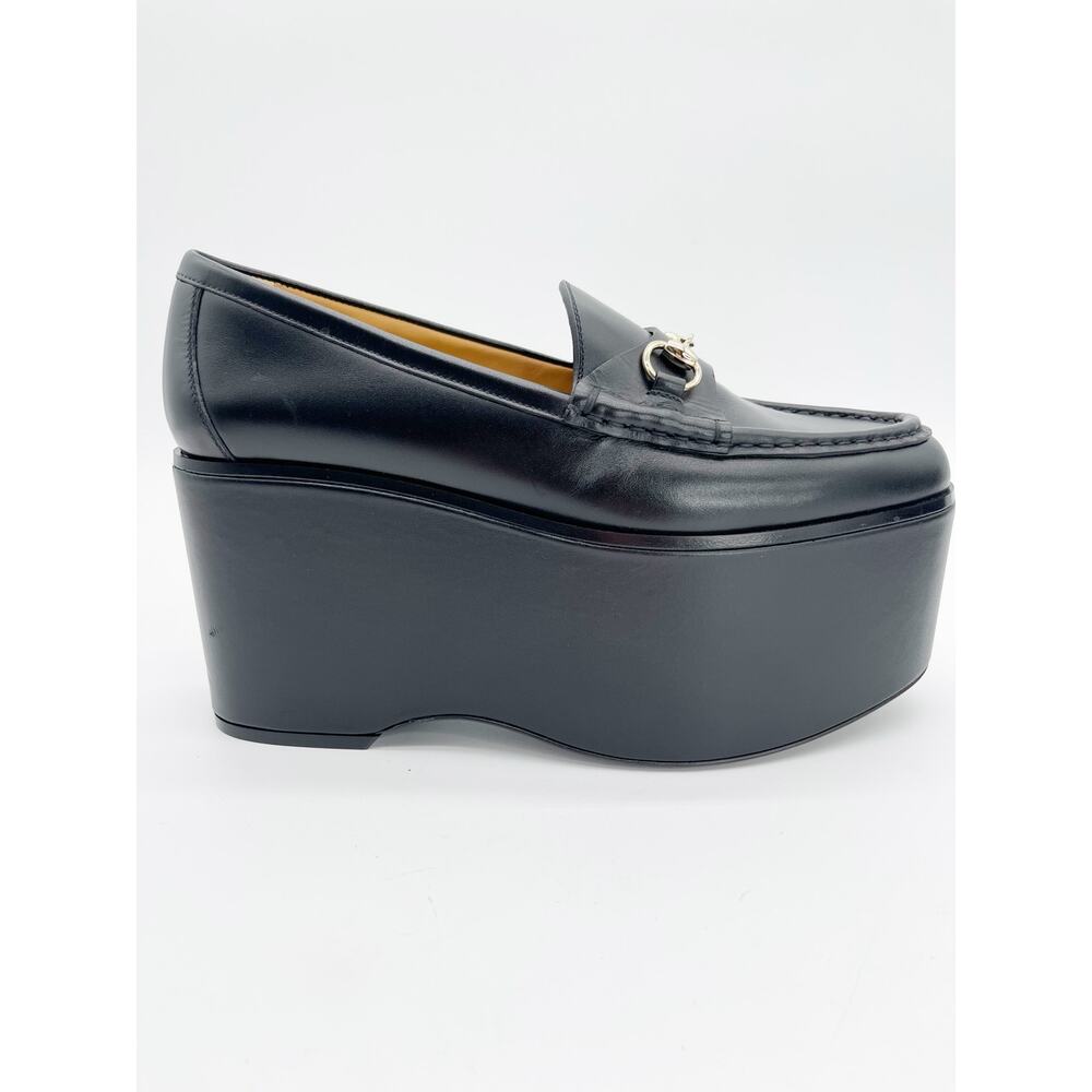Gucci Ancora S/S 2024 Runway Black Leather Horsebit Platform Loafers IT 38 - Picture 2 of 16